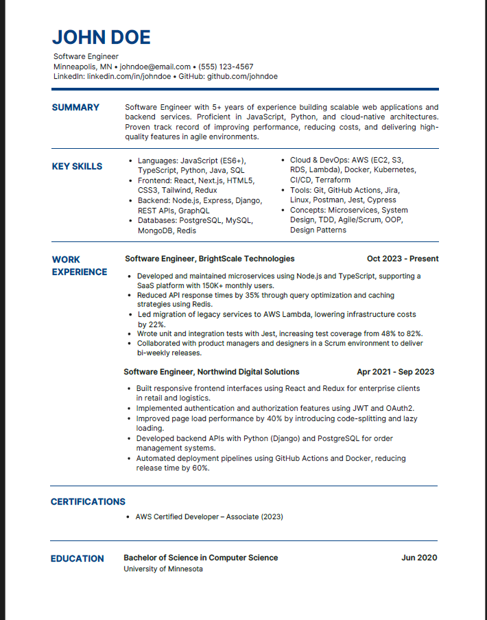 Free Resume & Cover Letter Template (ATS-Friendly)